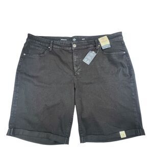 St John’s Bay Shorts Womens 28W Black Bermuda Rolled Cuff Tummy Control Denim
